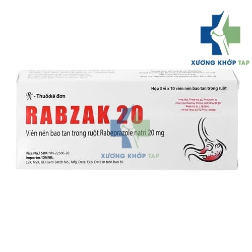 Rabzak 20 - Thuốc điều trị viêm loét và trào ngược dạ dày